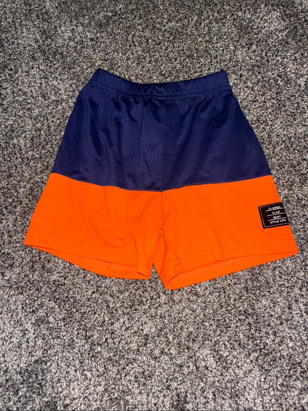 Kids Two-Tone Navy and Orange Athletic Shorts